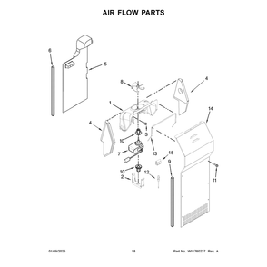 Air Flow Parts Diagram and Parts List for WRS321SDHB11  Whirlpool Refrigerator