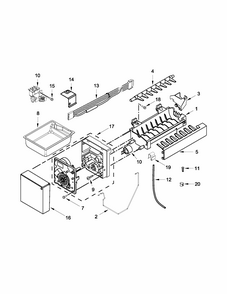 Icemaker Parts Diagram and Parts List for 59672013015  Kenmore Refrigerator