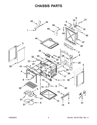 Chassis Parts Diagram and Parts List for WEE510SAGB1  Whirlpool Range
