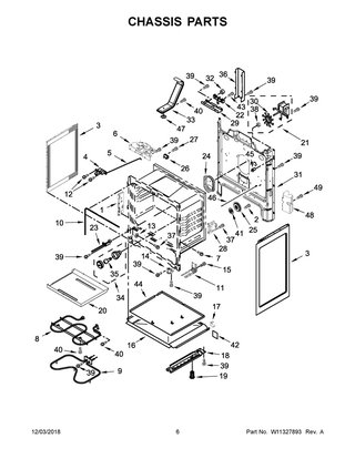 Chassis Parts Diagram and Parts List for WFE520S0FS2  Whirlpool Range