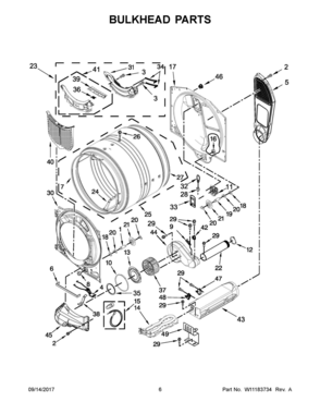04 - BULKHEAD PARTS Diagram and Parts List for YMED3500FW1  Whirlpool Dryer