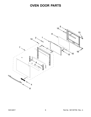 04 - OVEN DOOR PARTS Diagram and Parts List for JJW2427DB02  Whirlpool Wall Oven
