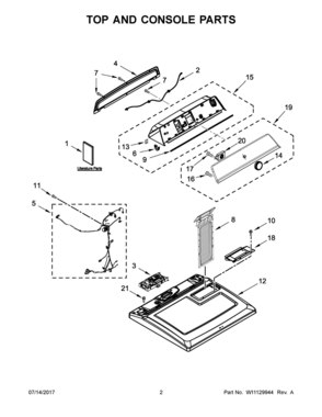 Part Location Diagram of W11036622 Whirlpool USE AND CARE GUIDE
