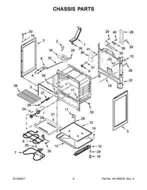 04 - Chassis Parts Diagram and Parts List for 4KWFE7685ES1  Whirlpool Range