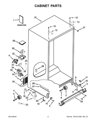 Cabinet Parts Diagram and Parts List for WRS571CIHV00  Whirlpool Refrigerator
