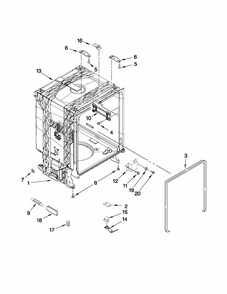 Tub And Frame Parts Diagram and Parts List for 66513043K110  Kenmore Dishwasher