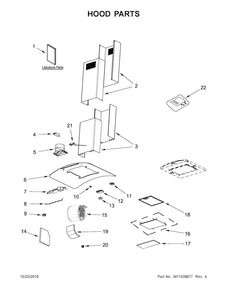 Hood Parts Diagram and Parts List for WVI75UC6DS1  Whirlpool Range Hood