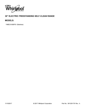 01 - COVER SHEET Diagram and Parts List for YWEC310S0FS1  Whirlpool Range