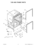 TUB AND FRAME PARTS Diagram and Parts List for WDT790SLYM2  Whirlpool Dishwasher
