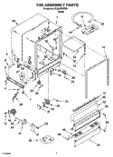TUB ASSEMBLY PARTS Diagram and Parts List for DU850SWPU0  Whirlpool Dishwasher
