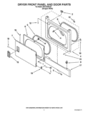 DRYER FRONT PANEL AND DOOR PARTS Diagram and Parts List for WGT3300XQ1  Whirlpool Washer Dryer Combo