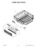LOWER RACK PARTS Diagram and Parts List for WDT790SAYW2  Whirlpool Dishwasher