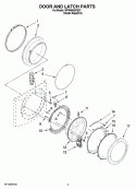 DOOR AND LATCH PARTS Diagram and Parts List for WFW9400VE01  Whirlpool Washer