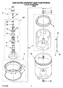 AGITATOR, BASKET AND TUB PARTS Diagram and Parts List for 6AMTW5405TQ0  Whirlpool Washer