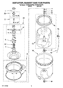 AGITATOR, BASKET AND TUB PARTS Diagram and Parts List for 1CWTW5500SQ0  Whirlpool Washer