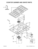 COOKTOP, BURNER AND GRATE PARTS Diagram and Parts List for KFGS366VSS03  KitchenAid Cooktop