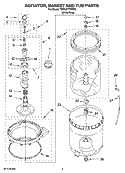 AGITATOR, BASKET AND TUB PARTS Diagram and Parts List for 7MWL87770TW0  Whirlpool Washer