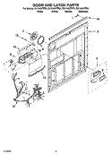 DOOR AND LATCH PARTS Diagram and Parts List for DU1100XTPB1  Whirlpool Dishwasher