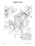CABINET PARTS Diagram and Parts List for YWED88HEAW1  Whirlpool Dryer