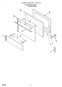 OVEN DOOR Diagram and Parts List for FEP210EQ2  Roper Range
