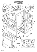 CABINET PARTS Diagram and Parts List for 3RLGR5437KQ2  Whirlpool Dryer