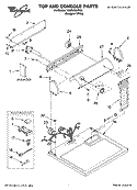 TOP AND CONSOLE PARTS Diagram and Parts List for YLER4634PQ0  Whirlpool Dryer