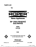 COVER Diagram and Parts List for F4357W2  Roper Range