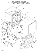 TUB ASSEMBLY PARTS Diagram and Parts List for DUL200PKB1  Whirlpool Dishwasher