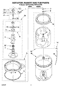 AGITATOR, BASKET AND TUB PARTS Diagram and Parts List for 7MWT96540ST0  Whirlpool Washer