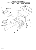 OVEN CAVITY PARTS Diagram and Parts List for KOMS155MSS0  KitchenAid Microwave