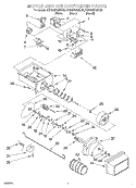 MOTOR AND ICE CONTAINER Diagram and Parts List for KSRS25FGWH03  KitchenAid Refrigerator