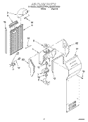 AIR FLOW Diagram and Parts List for 8ED20ZKXFW04  Whirlpool Refrigerator