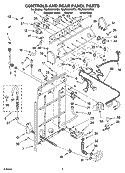 CONTROLS AND REAR PANEL PARTS Diagram and Parts List for 7MLSQ8545PT0  Whirlpool Washer
