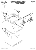 TOP AND CABINET PARTS Diagram and Parts List for 7MWT97920SW0  Whirlpool Washer