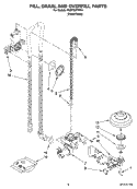 FILL, DRAIN, AND OVERFILL PARTS Diagram and Parts List for KUDT03FTPA1  KitchenAid Dishwasher