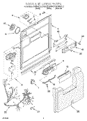 DOOR AND LATCH Diagram and Parts List for KUDI24SEBL4  KitchenAid Dishwasher