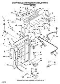 CONTROLS AND REAR PANEL PARTS Diagram and Parts List for LSB6300PW3  Whirlpool Washer