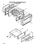 OVEN DOOR AND DRAWER Diagram and Parts List for SF385PEWW0  Whirlpool Range
