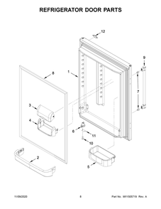 Refrigerator Door Parts Diagram and Parts List for MBR1957FEZ05  Whirlpool Refrigerator