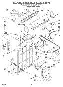 CONTROLS AND REAR PANEL PARTS Diagram and Parts List for LSR8433KT1  Whirlpool Washer