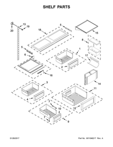 Shelf Parts Diagram and Parts List for KBFN402ESS02  KitchenAid Refrigerator