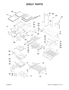Shelf Parts Diagram and Parts List for KRFC302EPA00  KitchenAid Refrigerator