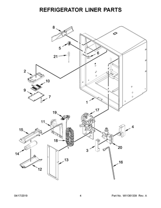 Refrigerator Liner Parts Diagram and Parts List for WRF555SDHV02  Whirlpool Refrigerator