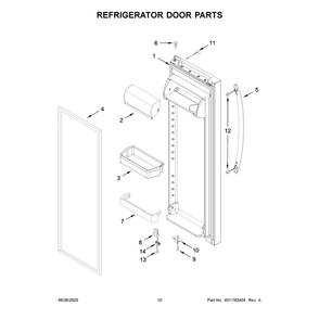 Refrigerator Door Parts Diagram and Parts List for WRS315SNHB09  Whirlpool Refrigerator