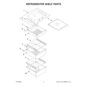 Refrigerator Shelf Parts Diagram and Parts List for WRSC5536RZ00  Whirlpool Refrigerator