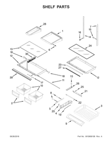 Shelf Parts Diagram and Parts List for WRF555SDFZ01  Whirlpool Refrigerator