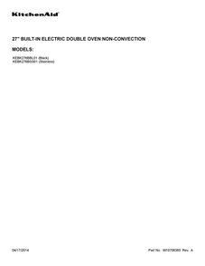 Cover Sheet Diagram and Parts List for KEBK276BBL01  KitchenAid Wall Oven