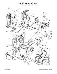 Bulkhead Parts Diagram and Parts List for 7MWGD1800EM1  Whirlpool Dryer