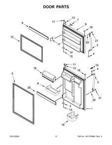 Door Parts Diagram and Parts List for WRT549SZDM06  Whirlpool Refrigerator