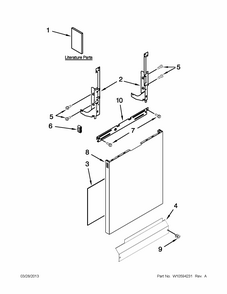 Door And Panel Parts Diagram and Parts List for 66513043K114  Kenmore Dishwasher